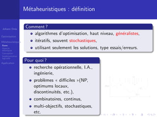 Métaheuristiques et applications