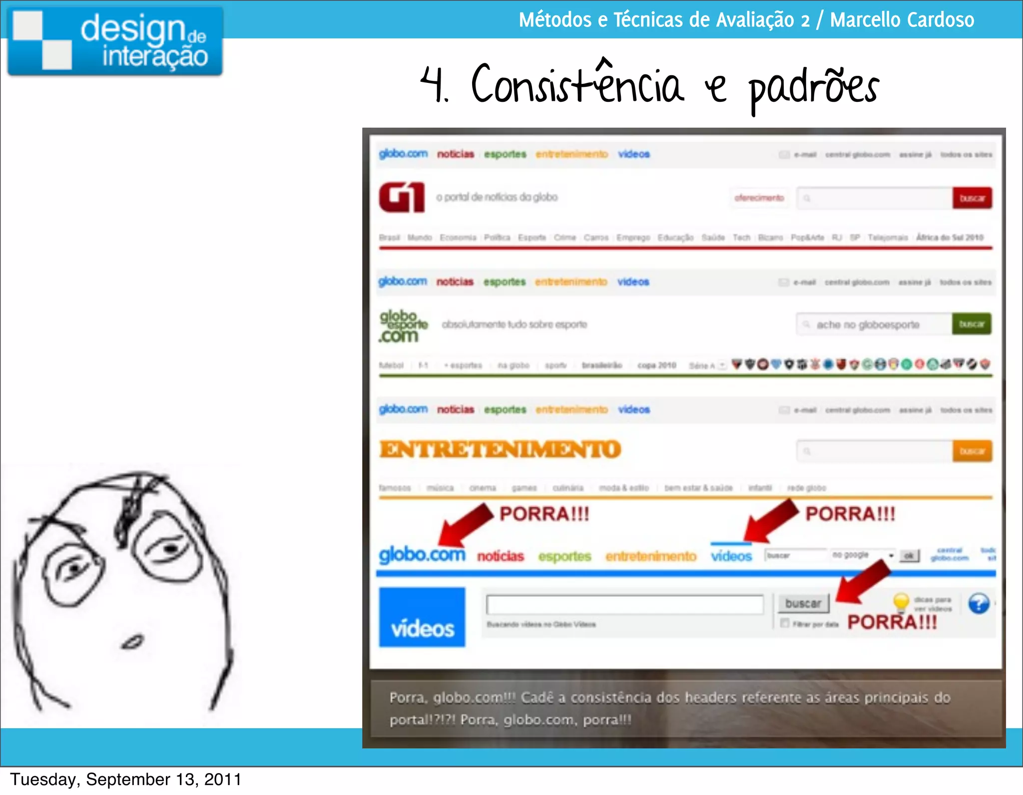 Métodos e Técnicas de Avaliação 2 / Marcello Cardoso


                              4. Consistência e padrões




Tuesday, September 13, 2011
 