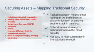 Securing Assets – Mapping Traditional Security 
• Packet inspection means either 
routing all the traffic back to 
custome...