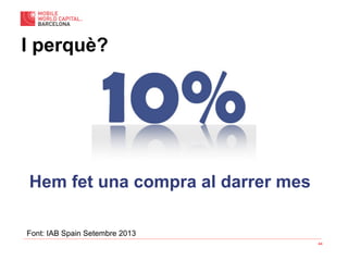 44
I perquè?
Hem fet una compra al darrer mes
Font: IAB Spain Setembre 2013
 