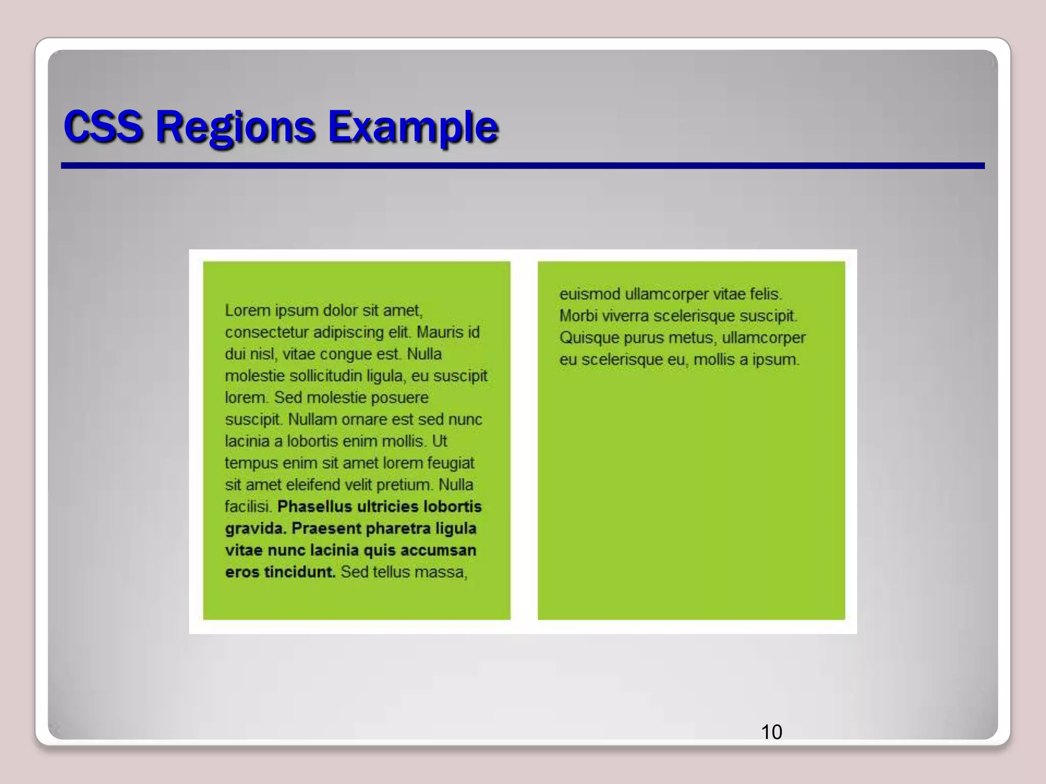 CSS Regions Example 10 