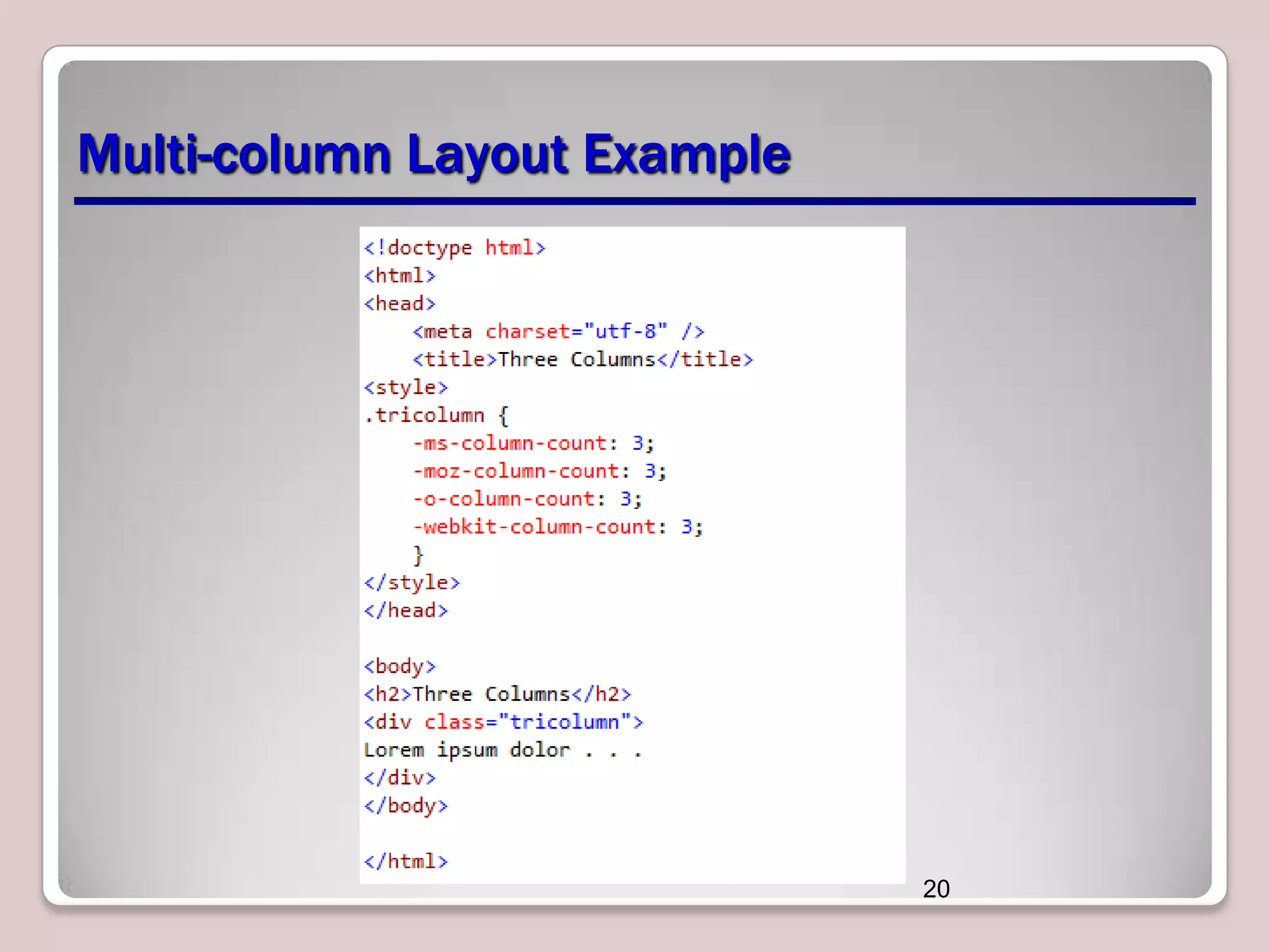 Multi-column Layout Example 20 