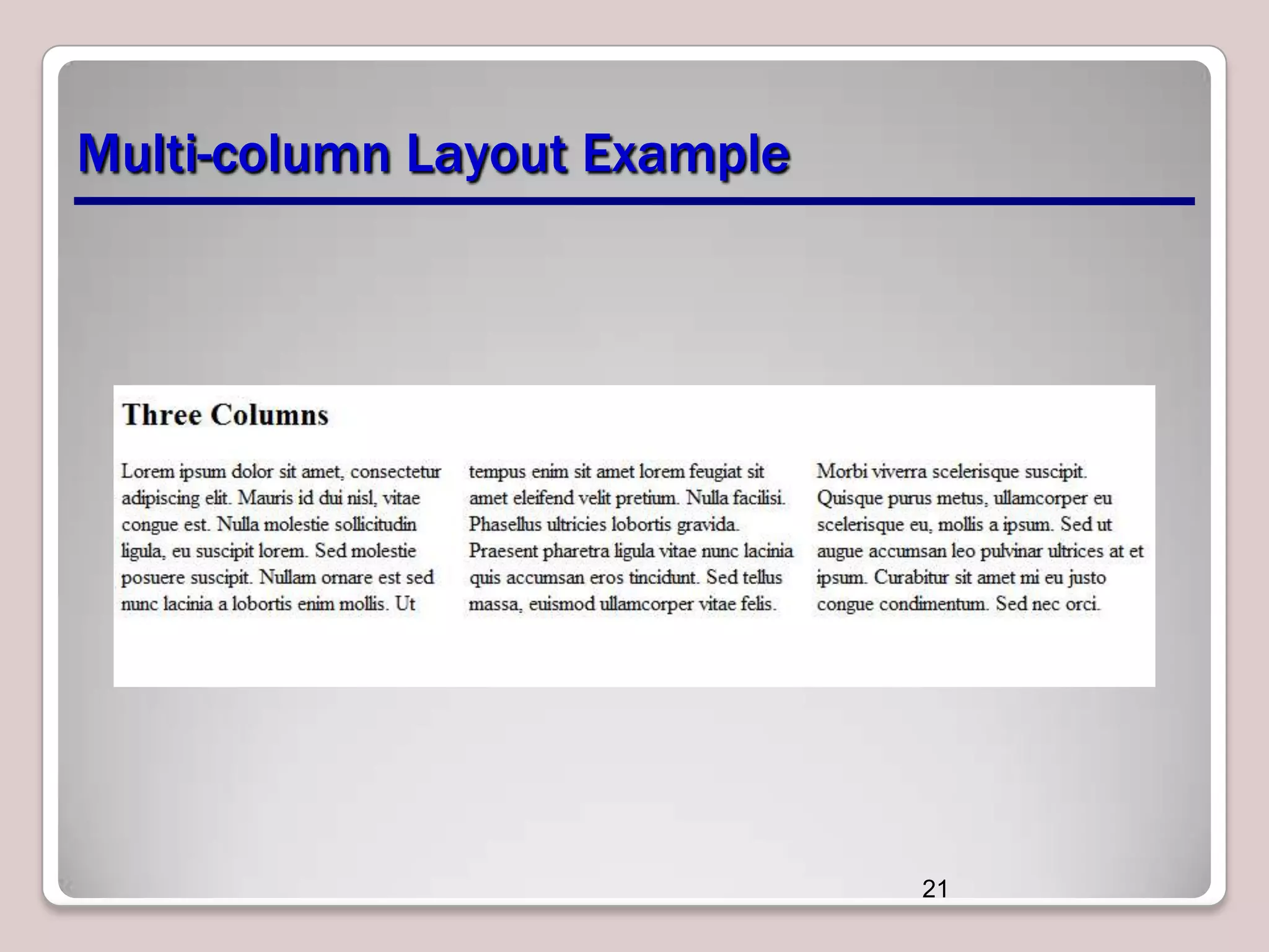 Multi-column Layout Example 21 