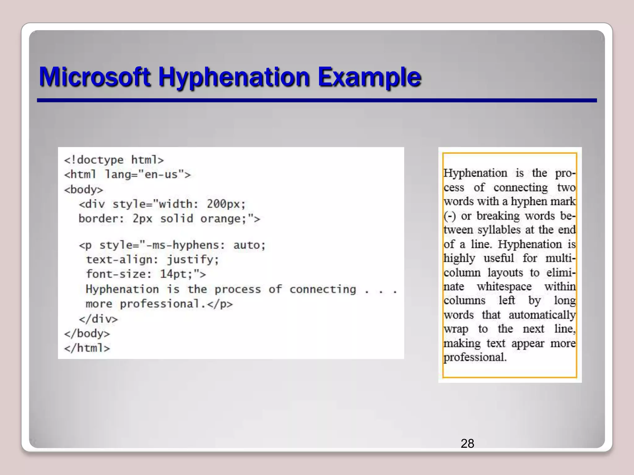 Microsoft Hyphenation Example 28 