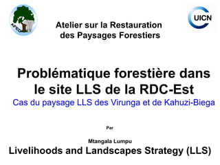 Atelier sur la Restauration
           des Paysages Forestiers



 Problématique forestière dans
   le site LLS de la RDC-Est
Cas du paysage LLS des Virunga et de Kahuzi-Biega

                       Par


                  Mtangala Lumpu
Livelihoods and Landscapes Strategy (LLS)
 