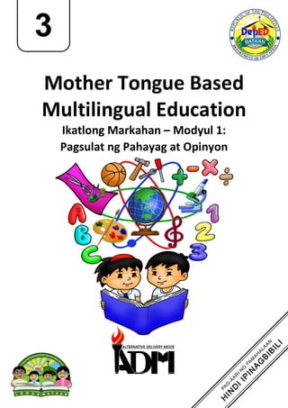 Mother Tongue Based
Multilingual Education
Ikatlong Markahan – Modyul 1:
Pagsulat ng Pahayag at Opinyon
3
 