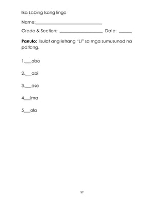 Labing Mtb mle-tagalog-activity-sheets-q12 | PDF