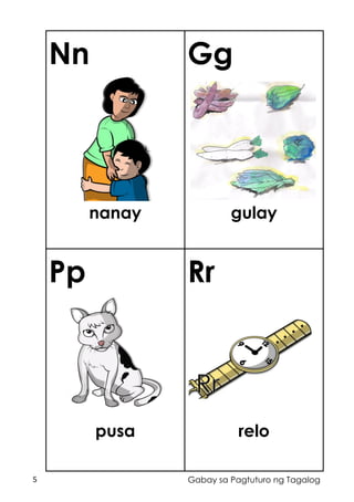 5 Gabay sa Pagtuturo ng Tagalog
Nn
nanay
Gg
gulay
Pp
pusa
Rr
relo
 
