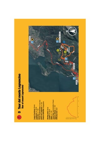 Luogodipartenza:Dervio
Lunghezza:km39,50
Dislivello:m1.720
Tempodipercorrenza:5orecirca
Quotamaxraggiunta:m1761
Gradodidifﬁcoltà:impegnativo
Startingpoint:Dervio
Length:km39.50
Slope:m1.720
Traveltime:approximately5hours
Highestaltitude:m1761
Difﬁcultylevel:hard
DTourdelmonteLegnoncino
TourofmountLegnoncino
 