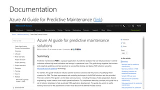 Documentation
Azure AI Guide for Predictive Maintenance (link)
 