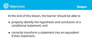 The Hypothesis and Conclusion of an If-t | PPTX