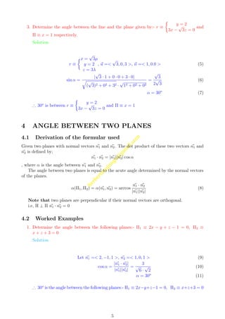 Notes on Equation of Plane | PDF