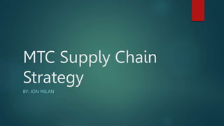 MTC Supply Chain
Strategy
BY: JON MILAN
 