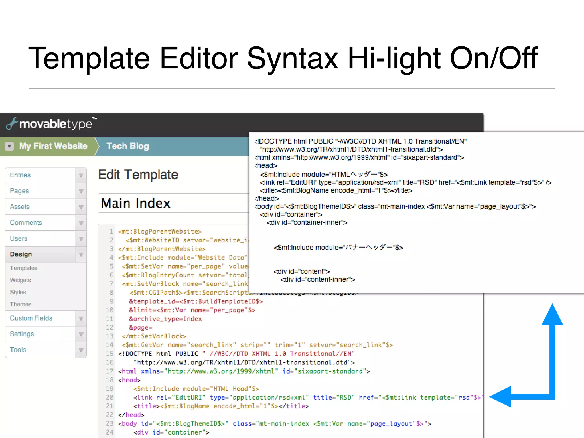 Template Editor Syntax Hi-light On/Off
 