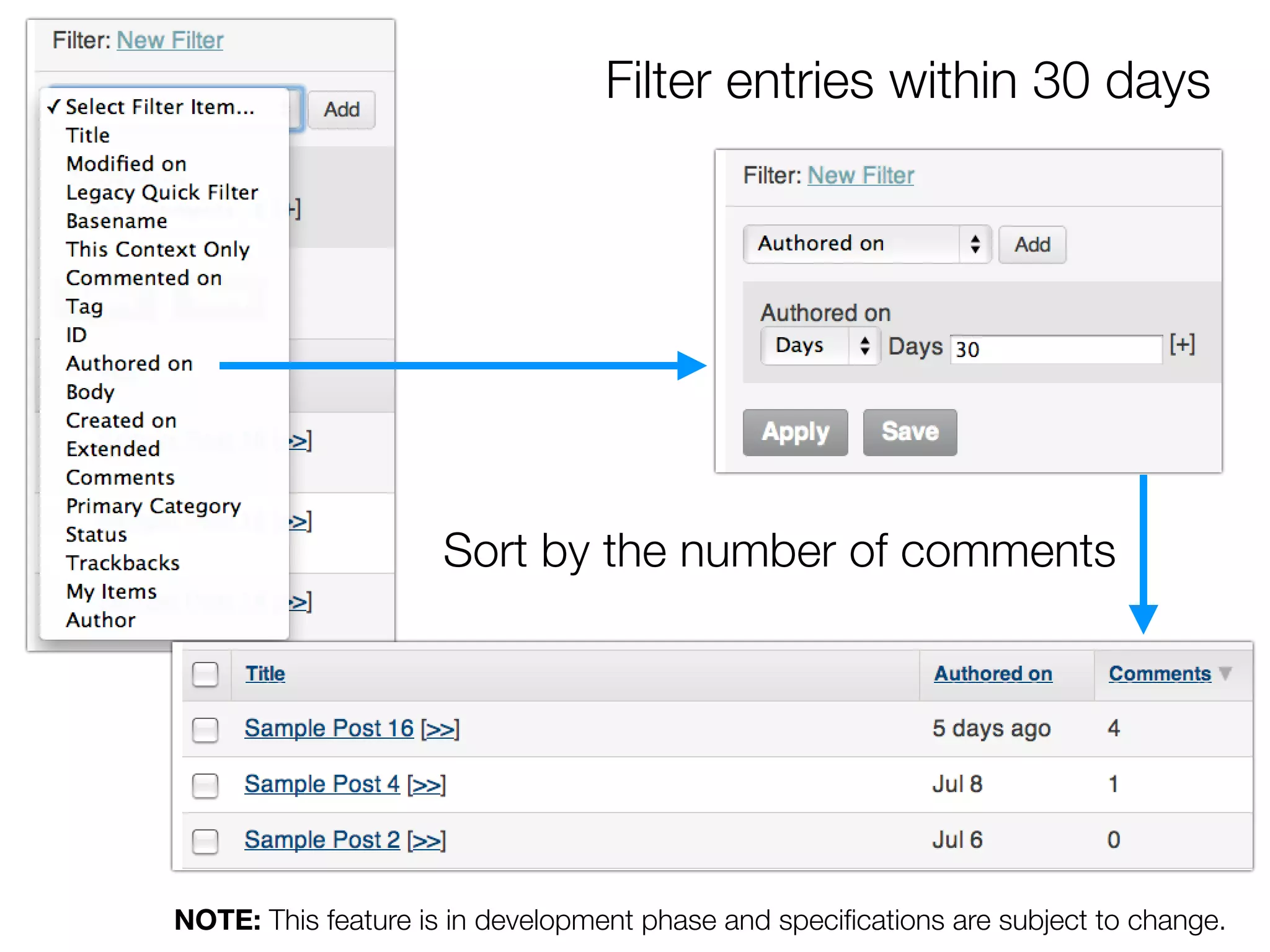Filter entries within 30 days




                     Sort by the number of comments




NOTE: This feature is in development phase and speciﬁcations are subject to change.
 