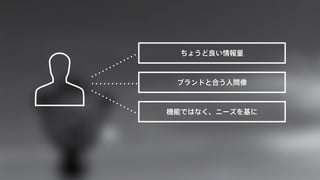 ちょうど良い情報量 
ブランドと合う人間像 
機能ではなく、ニーズを基に 
 