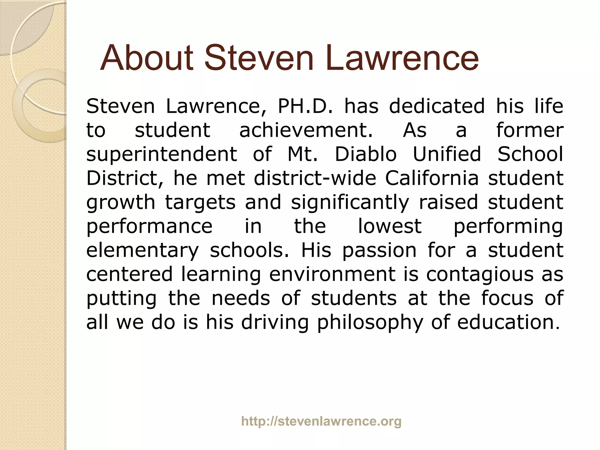 Mt Diablo Unified School District Superintendent Steven Lawrence