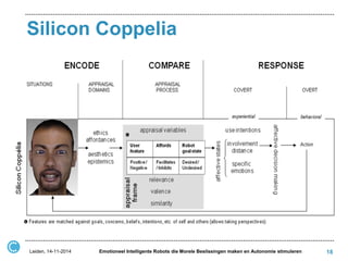 Silicon Coppelia 
18 
Leiden, 14-11-2014 
Emotioneel Intelligente Robots die Morele Beslissingen maken en Autonomie stimuleren  