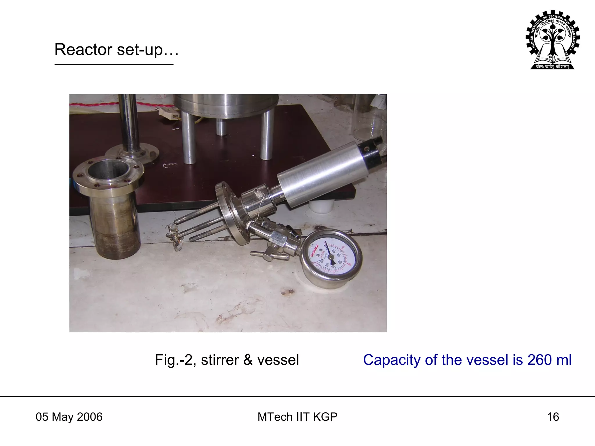 Fig.-2, stirrer & vessel Reactor set-up… Capacity of the vessel is 260 ml 