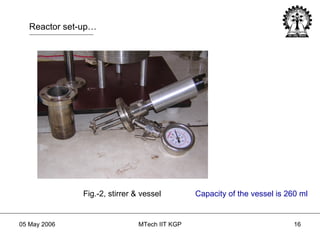 Fig.-2, stirrer & vessel Reactor set-up… Capacity of the vessel is 260 ml 