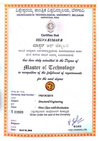 Mtech - Degree Certificate
