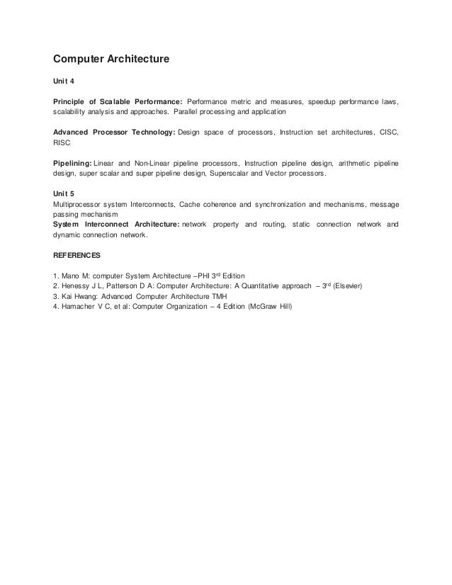 mtech syllabus computer science uptu computer architecture