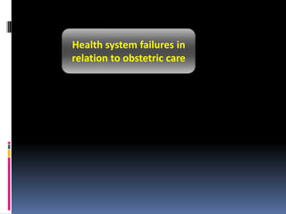 Health system failures in
relation to obstetric care
 