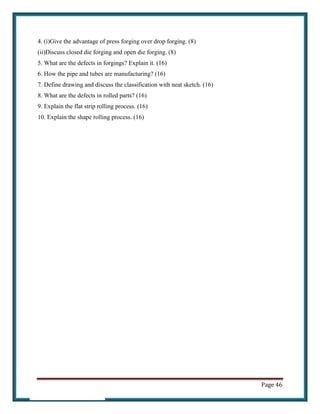 Manufacturing Technology 1 full unit notes | PDF