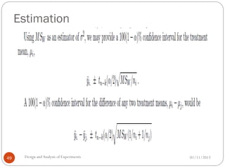 Estimation
01/11/2013Design andAnalysis of Experiments49
 