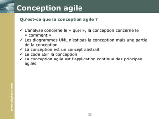 Les principes agilesCollaboration du client au lieu de la négociation de contratsTrès difficile de décrire la totalité du logiciel depuis le début