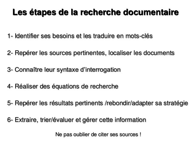 Méthodologie de la recherche documentaire informatisée