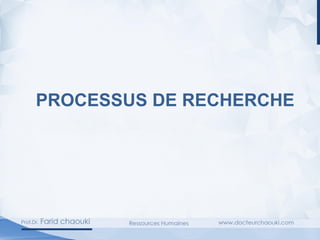 PROCESSUS DE RECHERCHE
 