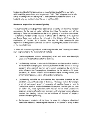 MTI - Returning Residents Information Manual [Dominica] | PDF
