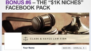 BONUS #6 – THE “$1K NICHES”
FACEBOOK PACK
 