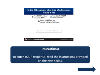 Instructions:

To enter YOUR response, read the instructions provided
                 on the next slides.
 