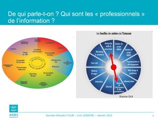De qui parle-t-on ? Qui sont les « professionnels » de l’information ? Source DUI   