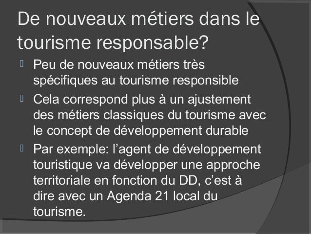 Metiers Et Opportunites En Tourisme Durable