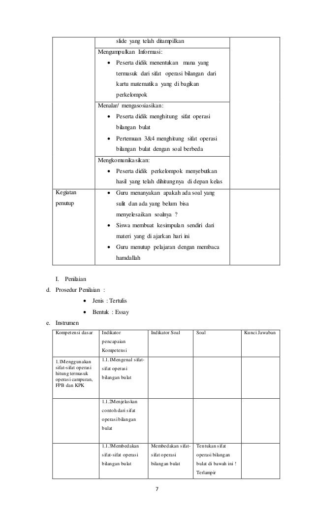 Contoh RPP Matematika kelas 6 Semester 1