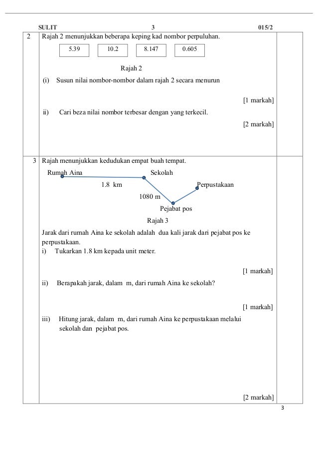 Percubaan Matematik Kertas 2 UPSR 2016 - Selangor
