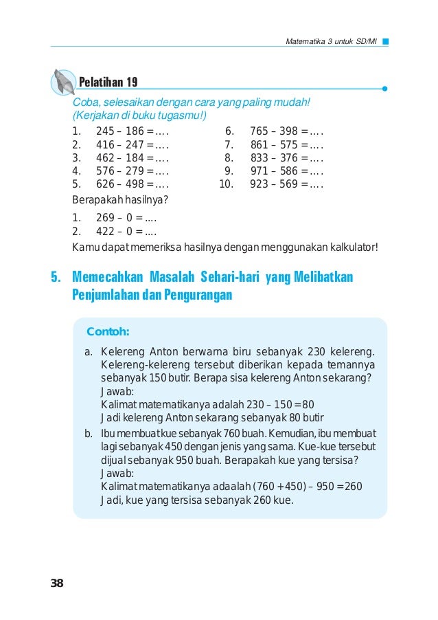 Soal cerita matematika kelas 3 sd penjumlahan dan pengurangan