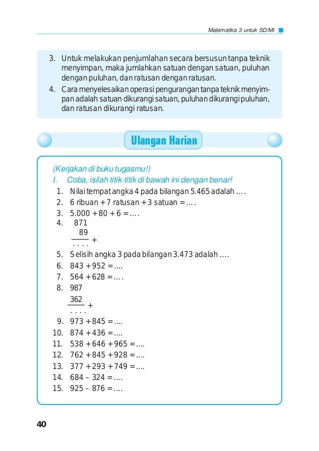 Buku Pelajaran Mtk Kelas 3 Misd