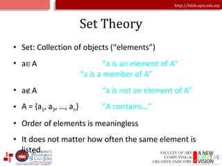 Set Theory ,[object Object],[object Object],[object Object],[object Object],[object Object],[object Object]
