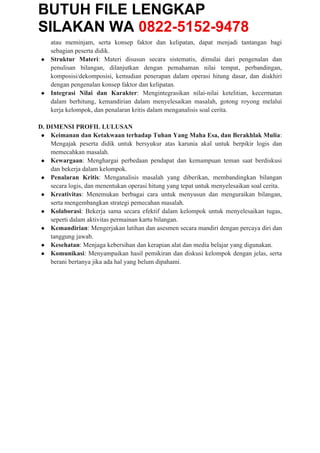 Modul Ajar Deep Learning Matematika Kelas 4 SD Terbaru 2025 | DOCX