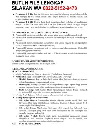 Modul Ajar Deep Learning Matematika Kelas 5 SD Terbaru 2025 | DOCX