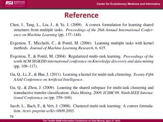 Center for Evolutionary Medicine and Informatics



                        Reference




79
     The Twelfth SIAM Information Conference on Data Mining, April 27, 2012
 