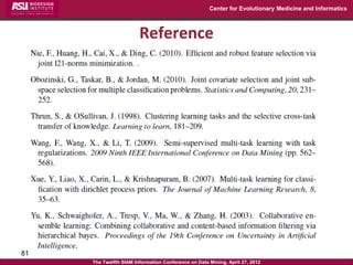 Center for Evolutionary Medicine and Informatics



                        Reference




81
     The Twelfth SIAM Information Conference on Data Mining, April 27, 2012
 