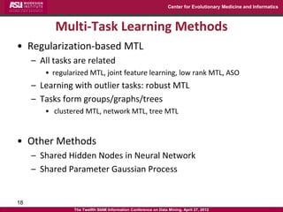 Center for Evolutionary Medicine and Informatics



           Multi-Task Learning Methods
• Regularization-based MTL
    ...