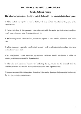 Material Testing Lab Manual | PDF
