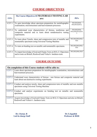 Material Testing Lab Manual | PDF
