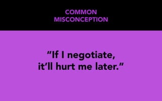 “If I negotiate,
it’ll hurt me later.”
COMMON
MISCONCEPTION
 